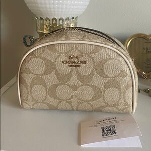Beige COACH Cosmetic Bag